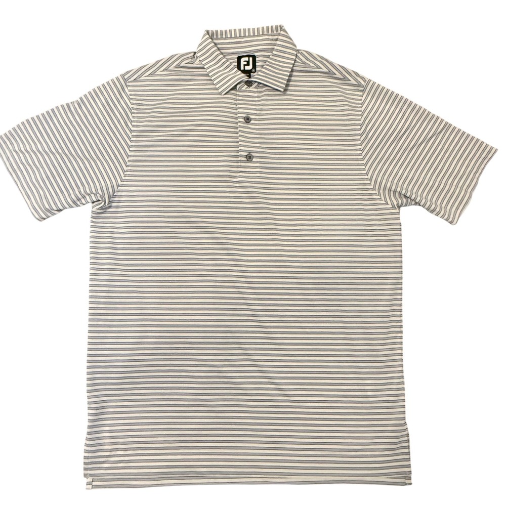 FootJoy Mens Golf Polo‎ Shirt Striped Medium FJ Logo Short Sleeve Casual